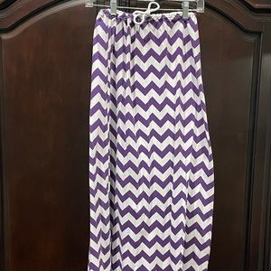 Purple and white chevron maxi skirt